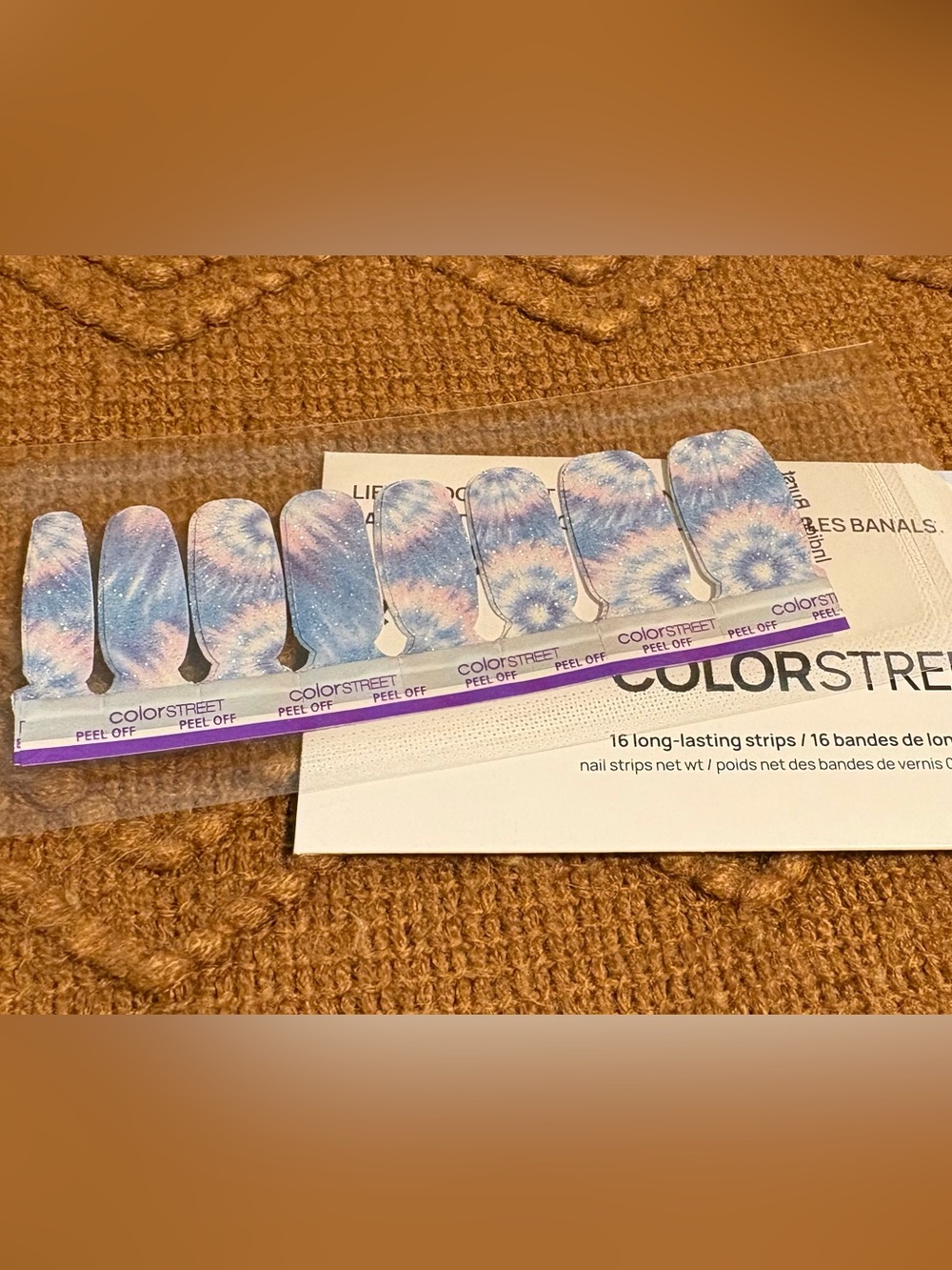 Color Street Blue & Pink Tie-Dye Peel-Off Nail Strips